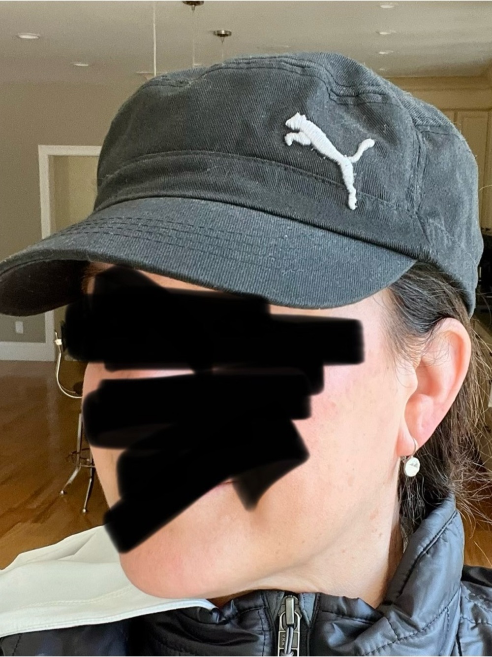 Puma Black Hat with White Logo (Fidel style- cadet cap- short brim) - Picture 3 of 5